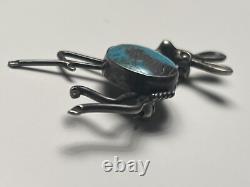 Early 1900's Navajo Sterling Silver Deer Effigy Pin w Turquoise Center Stone Early 1900's Navajo Sterling Silver Deer Effigy Pin w Turquoise Center Stone