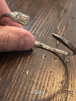 Early 1900's Sterling Silver Tlingit Women's Bracelet Long Beak Raven Alaska