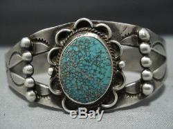 Early 1900's Very Rare Turquoise Vintage Navajo Sterling Silver Bracelet Old