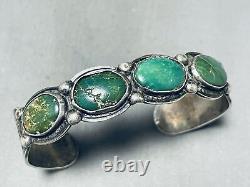 Early 1900's Very Rare Vintage Navajo Green Turquoise Sterling Silver Bracelet