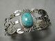 Early 1900's Vintage Navajo Carico Lake Turquoise Sterling Silver Bracelet Old
