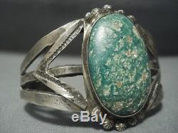 Early 1900's Vintage Navajo Cerrillos Turquoise Setrling Silver Bracelet