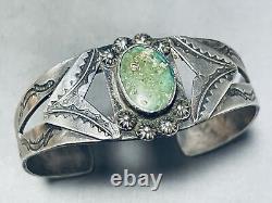 Early 1900's Vintage Navajo Cerrillos Turquoise Sterling Silver Bracelet