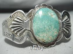 Early 1900's Vintage Navajo Cerrillos Turquoise Sterling Silver Bracelet