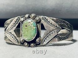 Early 1900's Vintage Navajo Cerrillos Turquoise Sterling Silver Bracelet