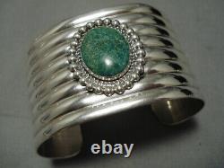 Early 1900's Vintage Navajo Cerrillos Turquoise Sterling Silver Cuff Bracelet