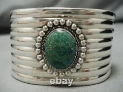 Early 1900's Vintage Navajo Cerrillos Turquoise Sterling Silver Cuff Bracelet