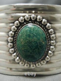 Early 1900's Vintage Navajo Cerrillos Turquoise Sterling Silver Cuff Bracelet