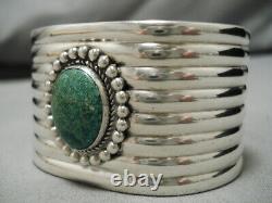 Early 1900's Vintage Navajo Cerrillos Turquoise Sterling Silver Cuff Bracelet