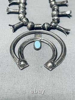 Early 1900's Vintage Navajo Choker Sterling Silver Squash Blossom Necklace