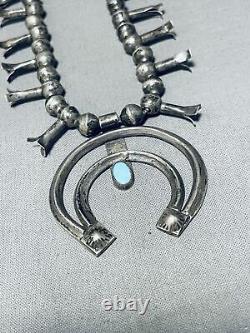 Early 1900's Vintage Navajo Choker Sterling Silver Squash Blossom Necklace