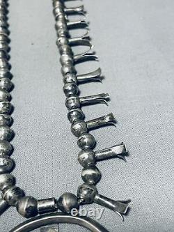 Early 1900's Vintage Navajo Choker Sterling Silver Squash Blossom Necklace