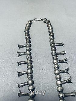 Early 1900's Vintage Navajo Choker Sterling Silver Squash Blossom Necklace