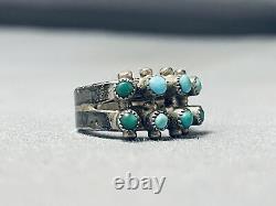 Early 1900's Vintage Navajo Ingot Silver Cerrillos Turquoise Ring