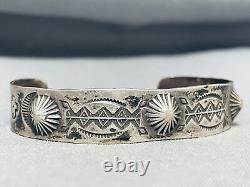 Early 1900's Vintage Navajo Sterling Silver Button Bracelet