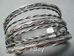 Early 1900's Vintage Navajo Sterling Silver Coil Bracelet Old