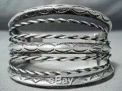 Early 1900's Vintage Navajo Sterling Silver Coil Bracelet Old