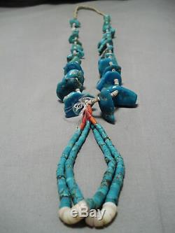 Early 1900's Vintage Navajo Turquoise Nugget Heishi Jacla Necklace