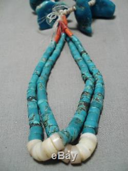 Early 1900's Vintage Navajo Turquoise Nugget Heishi Jacla Necklace