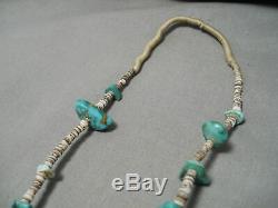 Early 1900's Vintage Navajo Turquoise Nugget Heishi Jacla Necklace