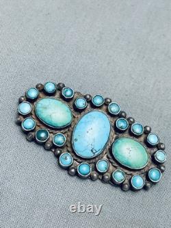Early 1900's Vintage Navajo Turquoise Satellite Sterling Silver Pin Old