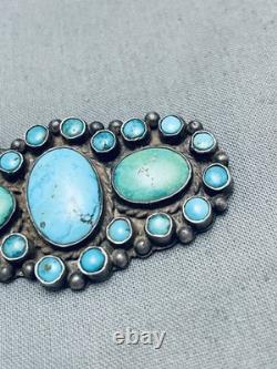 Early 1900's Vintage Navajo Turquoise Satellite Sterling Silver Pin Old