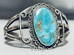 Early 1900's Vintage Navajo Turquoise Sterling Silver Bracelet