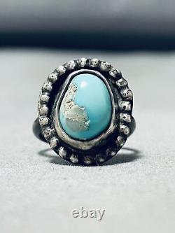 Early 1900's Vintage Navajo Turquoise Sterling Silver Ring Old