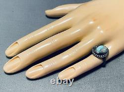 Early 1900's Vintage Navajo Turquoise Sterling Silver Ring Old