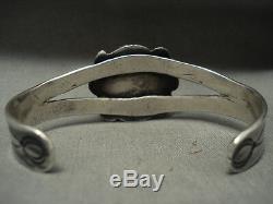 Early 1900's Vintage Navajo'domed Petrified Wood' Silver Bracelet Old
