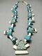 Early 1900's Vintage Santo Domingo Turquoise Inlay Sterling Silver Necklace Old