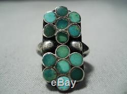 Early 1900's Vintage Zuni Dishta Cerrillos Turquoise Sterling Silver Ring Old