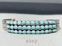 Early 1900's Vintage Zuni Dishta Family Turquoise Sterling Silver Bracelet