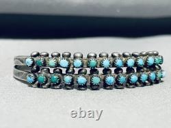Early 1900's Vintage Zuni Turquoise Sterling Silver Bracelet Cuff Old