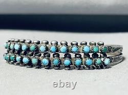 Early 1900's Vintage Zuni Turquoise Sterling Silver Bracelet Cuff Old