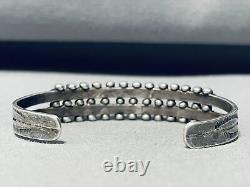 Early 1900's Vintage Zuni Turquoise Sterling Silver Bracelet Cuff Old