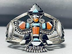 Early 1900's Vintage Zuni Turquoise Sterling Silver Bracelet Old