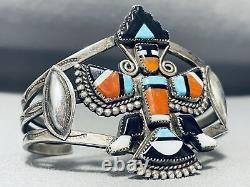 Early 1900's Vintage Zuni Turquoise Sterling Silver Bracelet Old