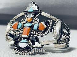 Early 1900's Vintage Zuni Turquoise Sterling Silver Bracelet Old