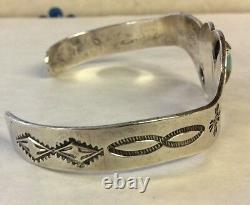 Early 1900's Whirling Logs Sun Arrows Turquoise And Sterling Silver Bracelet