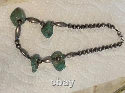 Early 1900's hand drilled turquoise nugget necklace