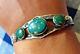 Early 1900s (1930s) Green Turquoise Stamped Cuff Sterling