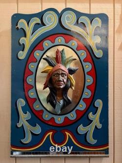 Early 1900s Allan Herschell Native American Indian Carousel Panel Vintage