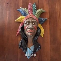 Early 1900s Allan Herschell Native American Indian Carousel Panel Vintage