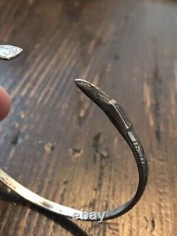 Early 1900s Sterling Silver Tlingit Womens Bracelet Long Beak Raven Alaska