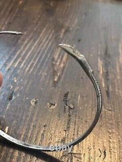 Early 1900s Sterling Silver Tlingit Womens Bracelet Long Beak Raven Alaska