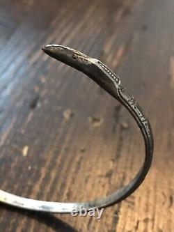 Early 1900s Sterling Silver Tlingit Womens Bracelet Long Beak Raven Alaska