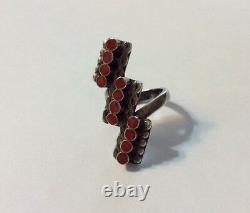 Early 1920-30 Vintage Handmade Native American NAVAJO Ring Carnelian And Silver