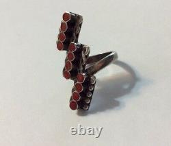 Early 1920-30 Vintage Handmade Native American NAVAJO Ring Carnelian And Silver