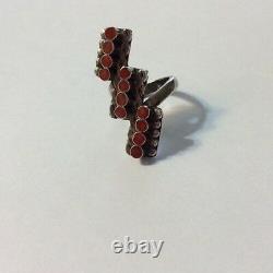 Early 1920-30 Vintage Handmade Native American NAVAJO Ring Carnelian And Silver